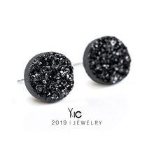 2020 new fashion stud earrings ore crystal cluster 925 silver mens earrings womens single hip-hop personality simple design sense