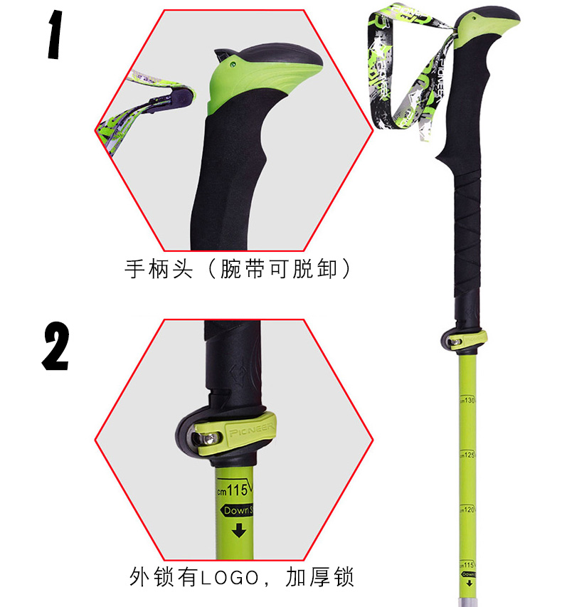 Sợi carbon gấp trekking cực Ultralight năm gậy Nạng carbon đi bộ ngoài trời đi bộ dài gậy đi bộ thiết bị leo núi 	gậy gấp khúc cho người già