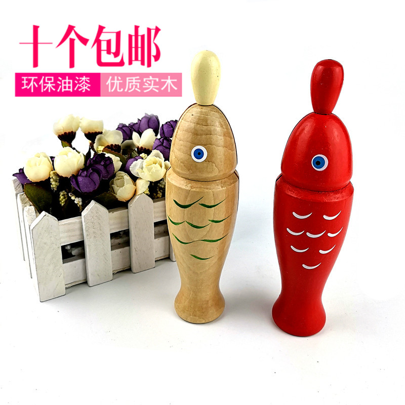 10 wooden fish-shaped wooden fish wooden children's Orff percussion instrument red wooden fish-shaped toy drum