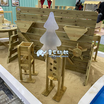 Kindergarten outdoor dining table children simulation kitchen hydroponic observation table solid wood balance sand pool house toy