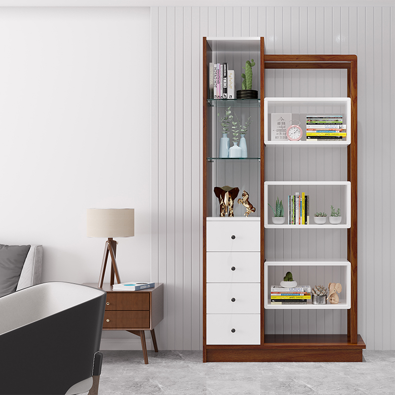 Light luxury art red walnut wood color new Chinese living room hall porch cabinet hall cabinet Nordic partition display cabinet