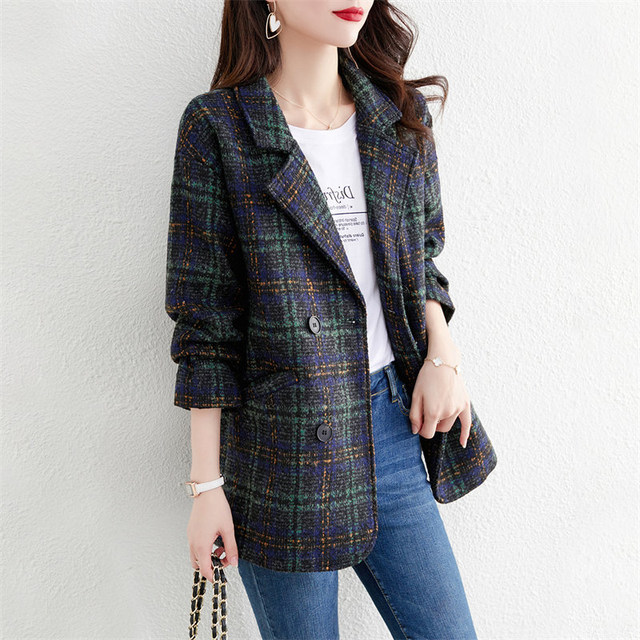 Brand foreign trade Italian first-line big-name export European goods high-end plaid woolen coat small woolen coat