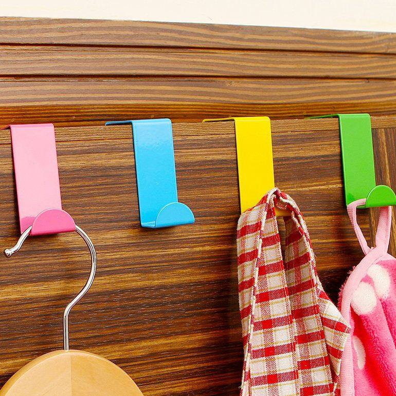 Creative nail-free stainless steel door rear multifunctional hook door back No-mark clothes hanger lock two clothes
