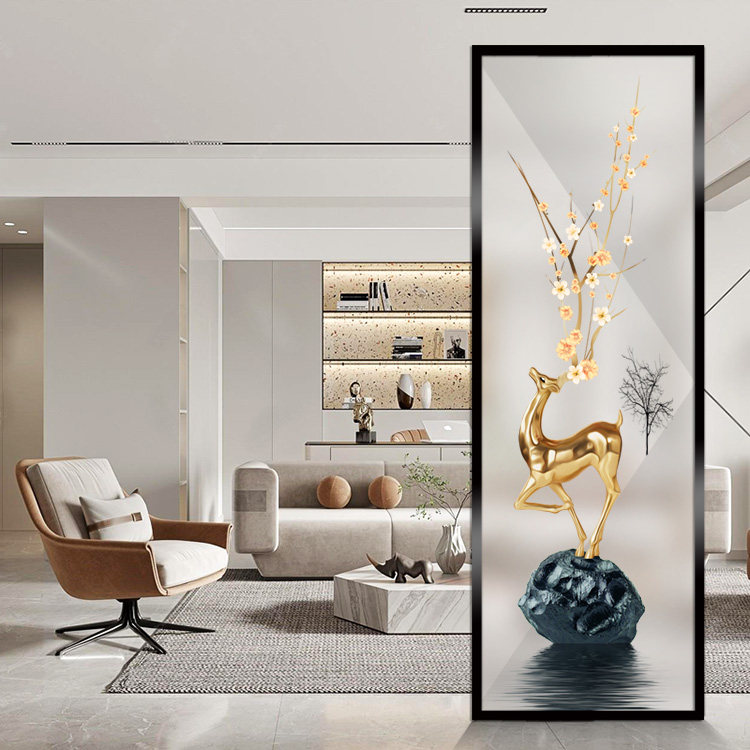 Light luxury glass entry porch dining room screen partition living room bedroom entrance door blocking powder room background wall simple