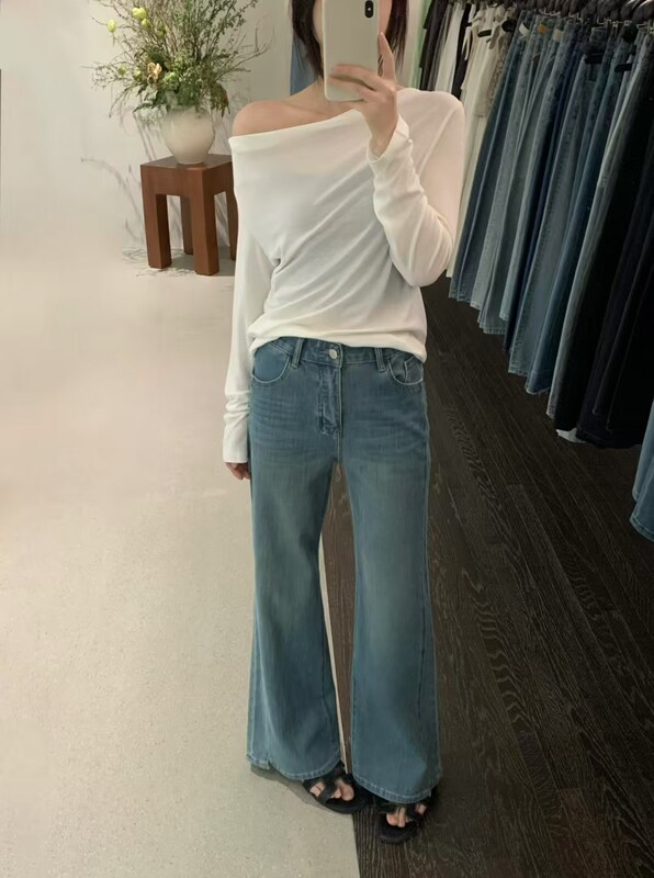 Ms Supermodel Pants Slimming Korean Style High-Waisted Flared Jeans for Women 2026 New Model 99895