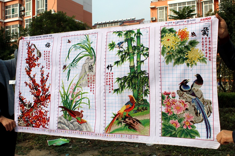 Handmade cross-stitch xong Meilan Ju hoa tre Bốn quý ông vận chuyển phòng khách bức tranh phong cảnh Zhongtang lớp - Công cụ & phụ kiện Cross-stitch