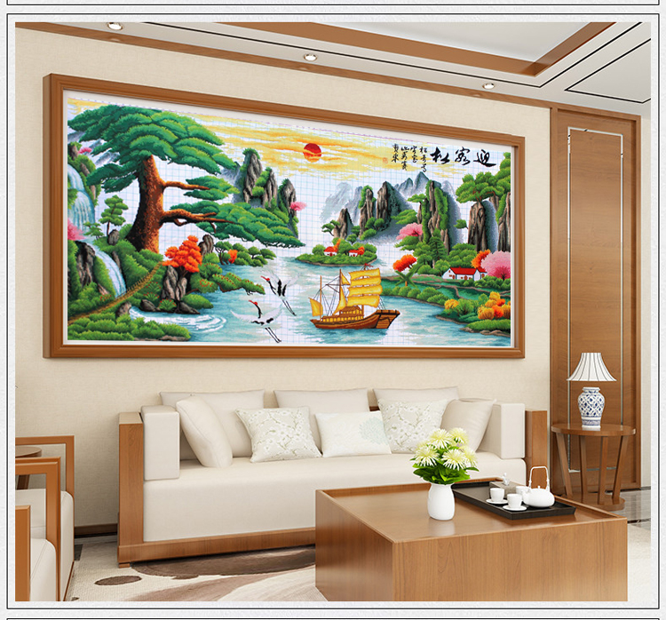 Đón thông xong cross stitch danh lam thắng cảnh phiên bản thủ công tài sản phòng khách sơn trang trí lớn cổ phiếu bán miễn phí vận chuyển - Công cụ & phụ kiện Cross-stitch tranh thêu chữ thập hoa mẫu đơn