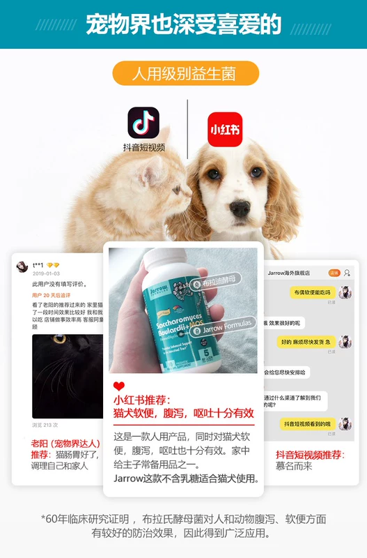 Ade Home American mail trực tiếp JarrowForm Formula Brady Yeast Cat Pet Probiotic - Cat / Dog Health bổ sung