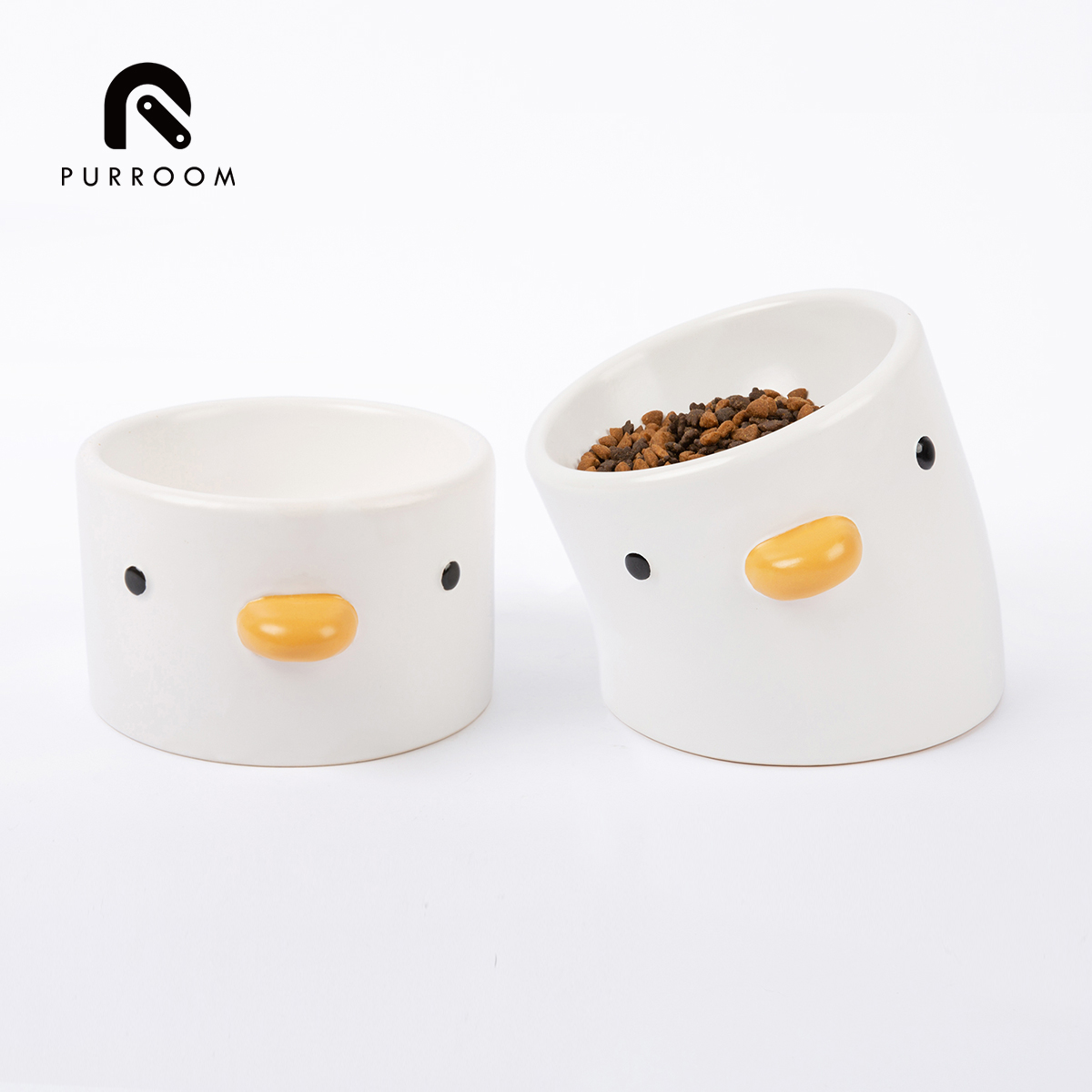 Sub-Flattering POPCORN Ultra Cute Crooked Head Small Chicken Bowls Nets Red PURROOM CERAMIC PET WATER BOWLS RICE BOWLS
