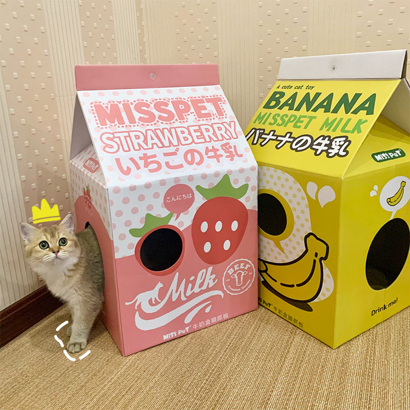 What do you taste Delicious Sweet Milk Box Cat Grip Cardboard Carton Corrugated cat Cat Toy Cat Claw Plate