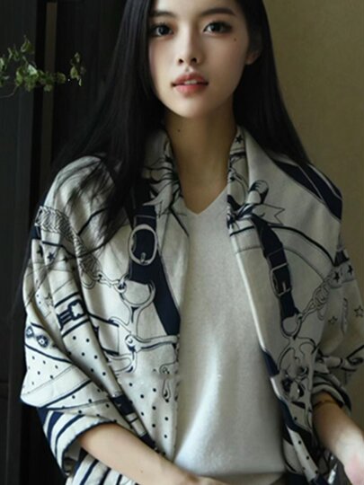 Tianwangsha Street Style Same Model Morning Walk Silk Wool Large Square Scarf High-End Scarf Shawl Dual-Use Autumn and Winter Women's