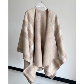 Light Luxury Lamb Wool Cashmere Cape, Double-Sided Large Shawl, British Style Plaid Cape, Outerwear for Women, Autumn and Winter Warmth