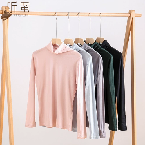 Демисезонный шелковый хлопковый удерживающий тепло трикотажный базовый лонгслив