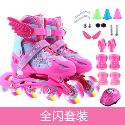 swiss beginners really good straight skating shoes children adjustable boys girls flash roller skates full set of roller skates
