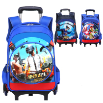 Six-wheeled climbing drawbar for elementary school children childrens double shoulder backpack drag-bag 1-6 grade detachable