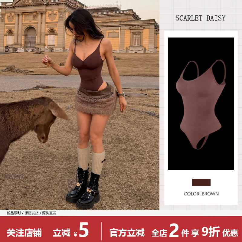 Skims Style Hot Girl Shapewear One-Piece Camisole European and American Sexy Solid Color Slim Backless Camisole Bodysuit Skims Style Hot Girl Shapewear One-Piece Camisole European and American Sexy Solid Color Slim Backless Camisole Bodysuit