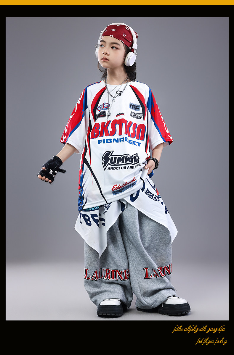 儿童街舞演出服嘻哈男童表演服hiphop架子鼓女童酷帅潮秋季舞蹈服 — 4