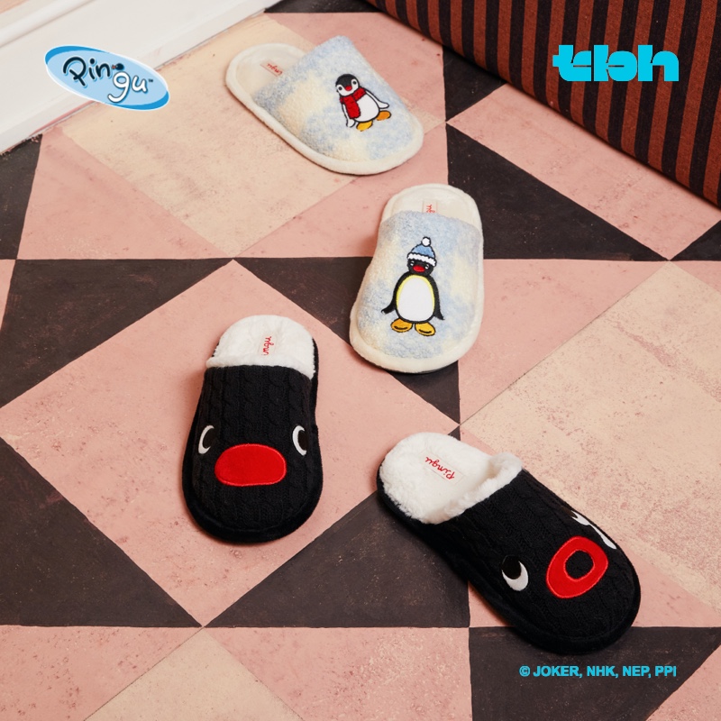 tbh wild beasts home Pingu cooperative series knit gnitwear men and women slippers indoor home warm shoes winter-Taobao