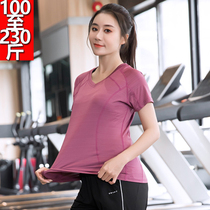 Fat Mm Big Code 200 Catty Sports Yoga Loose Half Sleeve Women Speed Dry Blouse Gym Running Suit Short Sleeve T-Shirt Summer