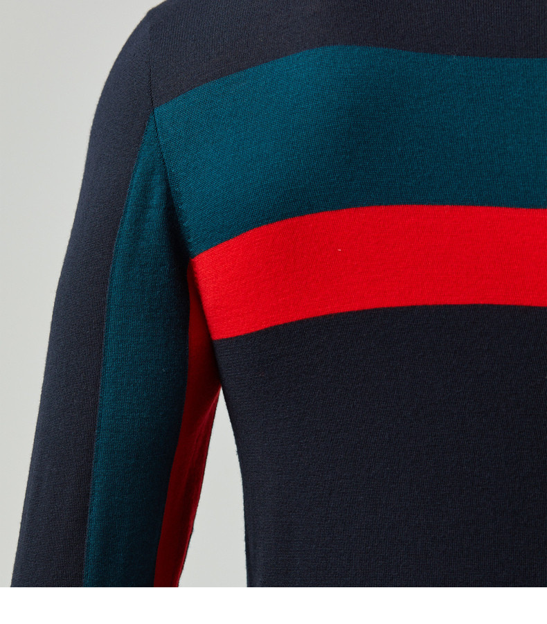 Шерстяной трикотажный демисезонный свитер, круглый воротник                    