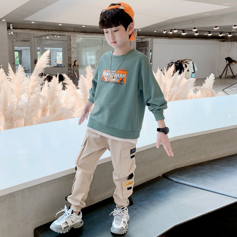 Boys Autumn Suits 2022 New Children's Spring and Autumn Styles Western Style Sports Two-piece Suits Big Boys Trendy Cool Children's Clothing