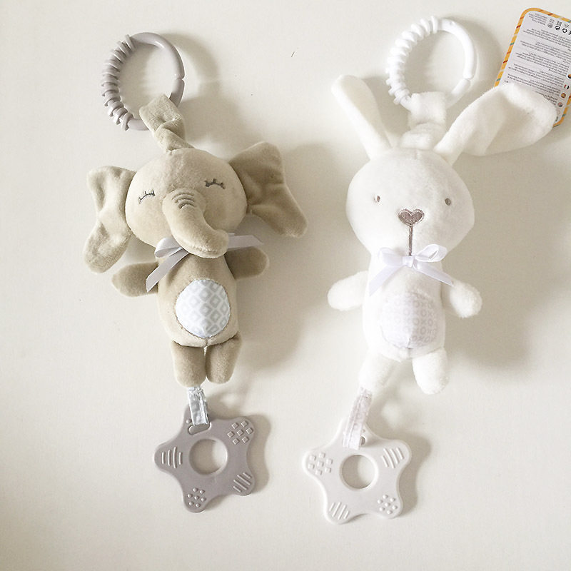Newborn baby wind chime pendant newborn crib bunny elephant pendant teething rattle BB comfort doll
