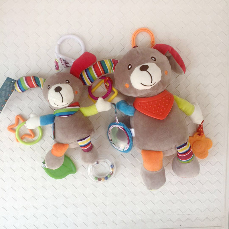 Newborn toy multi-function tooth-fixing device bell doll baby comfort doll with ringing paper baby stroller pendant