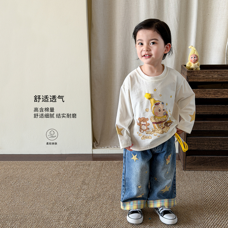 Boys' Long-Sleeved T-Shirt Spring 2026 New Stylish Cartoon Children's Clothing Class a Baby Top Base Shirt