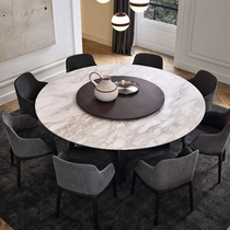 Nordic marble dining table and chair combination Modern simple 6-person solid wood dining table Round dining table with turntable round dining table
