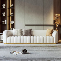 Italian Style Brief Postmodern Light Lavish Real Leather Sofa Small Family Type Living Room Creative High-end Head Layer Cow Leather Straight Row Sofa