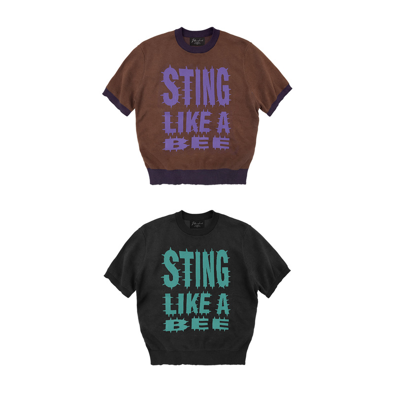Wanna Lab 26Ss "One Hit, One Kill" Slogan Jacquard Color-Blocking Knit Sweater Regular Shoulder Short-Sleeve Unisex T-Shirt