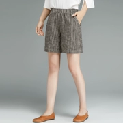 Quần short cotton và vải lanh nữ eo cao 2019 mới mùa hè mỏng mặc quần quần linen quần năm điểm quần âu - Quần short