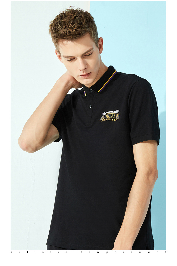 Áo thun nam Carbine Letter Slim Lapel Polo Áo sơ mi mùa hè mới Polo 2018 Tide Thương hiệu Thanh niên ngắn tay áo thun B - Polo áo nam