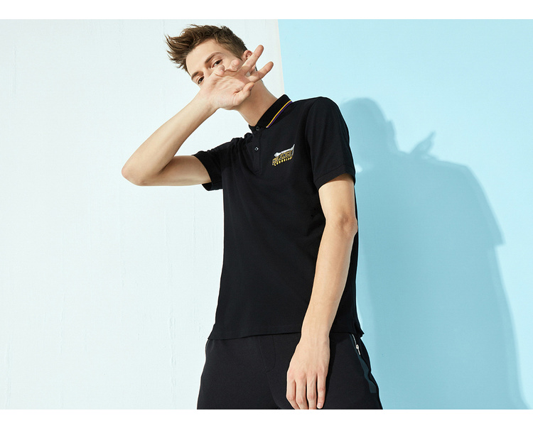 Áo thun nam Carbine Letter Slim Lapel Polo Áo sơ mi mùa hè mới Polo 2018 Tide Thương hiệu Thanh niên ngắn tay áo thun B - Polo áo nam