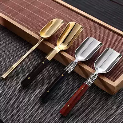 Ebony alloy teaspoon Tea spoon Bamboo tea shovel Rosewood tea spoon Tea spoon Kung Fu tea set Tea ceremony accessories