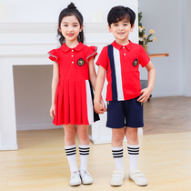 Kindergarten uniform red summer dress primary school uniforms summer school uniforms summer childrens class uniforms graduation photo uniforms
