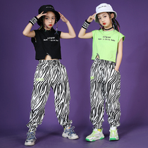Childrens street dance suit girl hip-hop tide summer dress primary and secondary school students sports clothing girl jazz performance tide