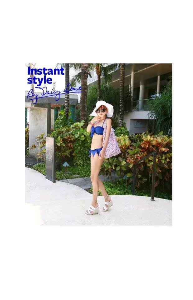 Đầm xanh Hàn Quốc chính hãng nhập khẩu áo tắm bikini quấn ngực che bụng hai phụ nữ đồ bơi 016 - Bikinis đồ bơi nữ