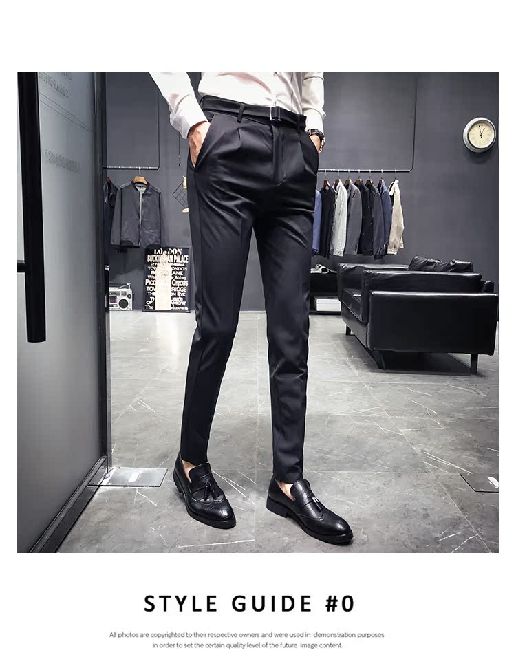 Quần nam chân mỏng quần mùa thu polyester miễn phí ủi quần âu phù hợp để gửi cá nhân dây vải đẹp mới quần vải nam đẹp