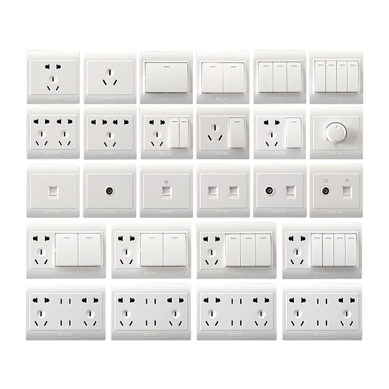Delixi open-mounted thin switch socket open-line air conditioning ten-hole 5-hole socket wall double-cut switch panel
