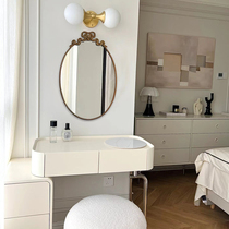 European dressing table mirror with light bathroom wall hanging smart bathroom mirror French retro wall decorative mirror customization