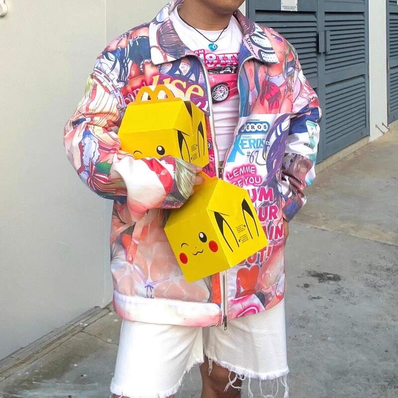 Aone4Sure Industrial-Style Anime Jacket, a Hidden Item in Our Store, Original Jacket for Spring and Autumn, Workwear with Full Print