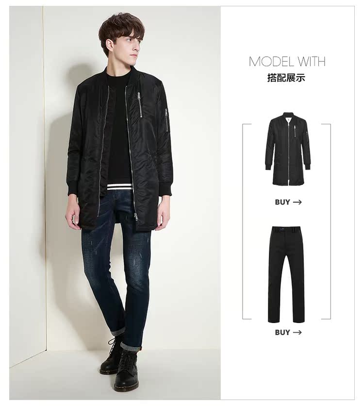 Bán giải phóng mặt bằng Mark Huafei trong phần dài của quần áo cotton nam mùa đông nhiều túi bóng chày cổ áo thời trang dài tay giản dị áo khoác thể thao