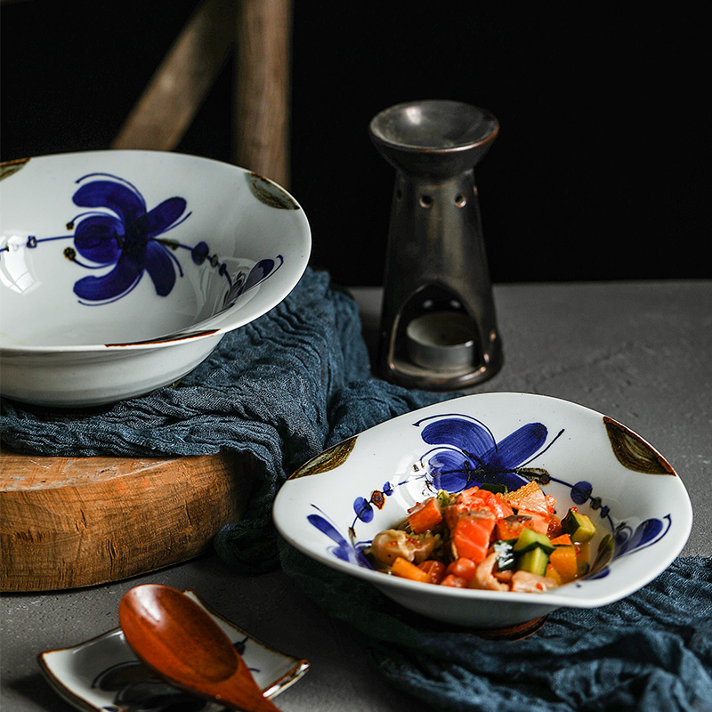 Love make burn pozzo's xiang fang iris ceramic tableware imported from Japan Japanese saury deep dish plate and wind