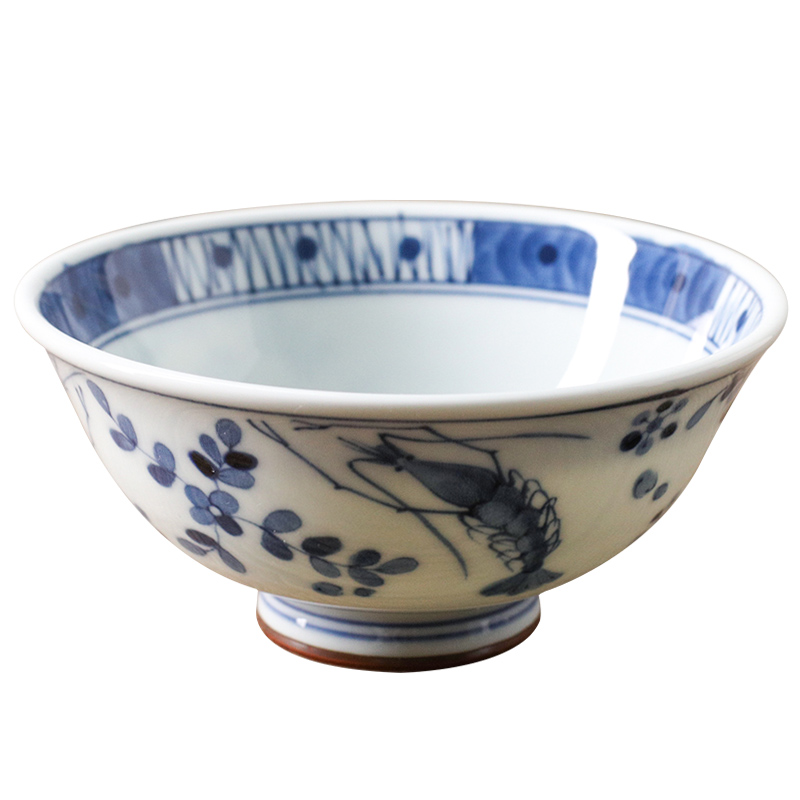 Love make burn imported from Japan Japanese ceramic bowl blue winds hall, multi - purpose to use the home side porridge tall bowl of rice bowls