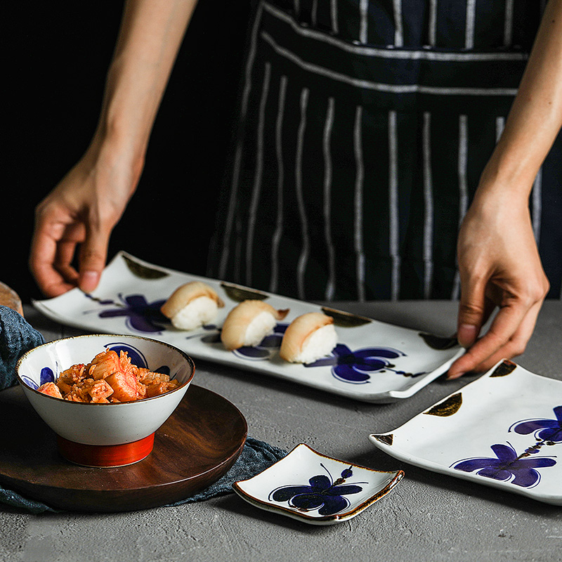 Love make burn pozzo's xiang fang iris ceramic tableware imported from Japan Japanese saury deep dish plate and wind