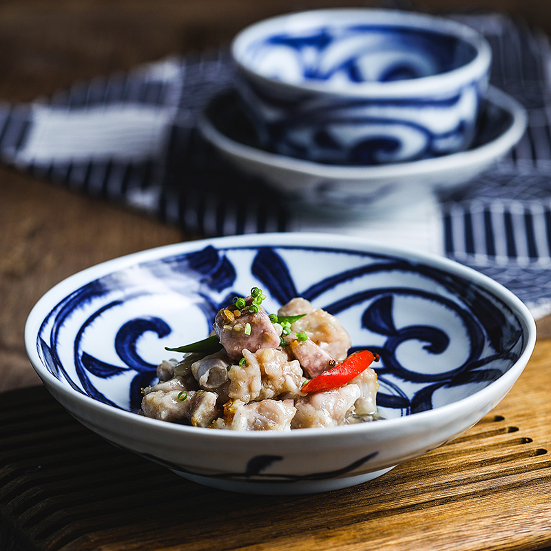 Love make burn Japanese imports household big rainbow such to use single soup bowl meal coarse pottery big yards of Japanese blue and white porcelain bowl