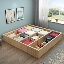 Solid wood high box bed storage storage bed Pine single bed Double bed 1 8 meters Tatami floor bay window customization