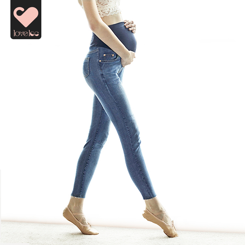 Loveloc pregnant women's jeans in spring and autumn wear nine min small feet pregnant women's pants in pregnant pants