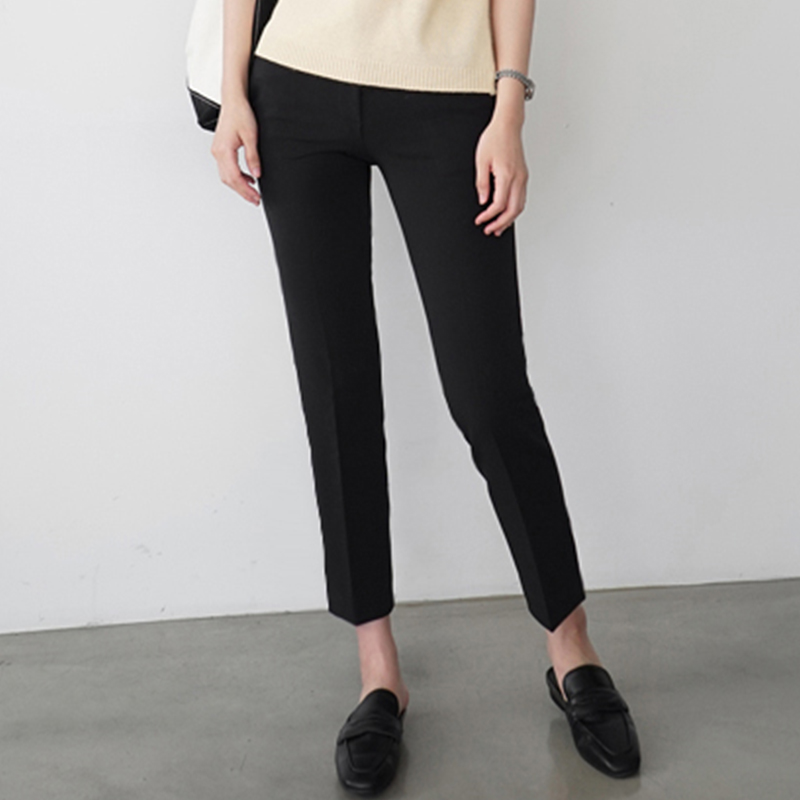 Smoke pipe pants high waist nine-point suit pants summer thin black straight pants occupational thin small foot pants